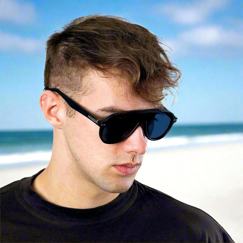 Ashbourne - Black Matt Frame Blue Lens