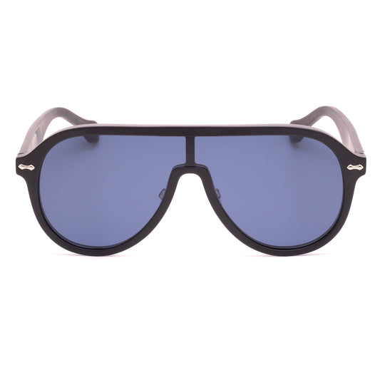 Paignton - Black Frame Matt Blue Lens